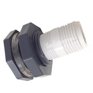 Van Enterprises 3/4" Bulkhead Fitting with Garden Hose Adapter Kit for Rain Barrels, Aquariums, Water Tanks, Tubs, Ponds