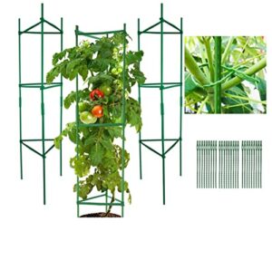 beautyflower tomato cages ,3 packs plants support stakes 4 feet high adjustable assembled vertical climbing plants, garden vegetable trellis.