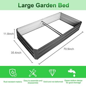 Thanaddo Raised Garden Bed 6x3x1 ft Outdoor Planter Box with Injury-Proof Edge and Free Gloves Galvanized Metal Garden Bed Kit for Vegetables, Flowers, Herbs and Succulents, Grey