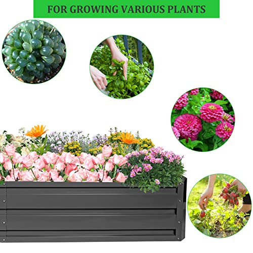 Thanaddo Raised Garden Bed 6x3x1 ft Outdoor Planter Box with Injury-Proof Edge and Free Gloves Galvanized Metal Garden Bed Kit for Vegetables, Flowers, Herbs and Succulents, Grey