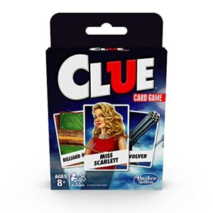 clue card game, 3-4 player strategy game, travel games, christmas stocking stuffers for kids ages 8 and up