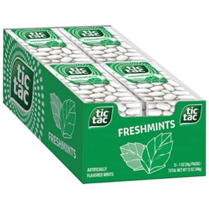 tic tac freshmint breath mints, on-the-go refreshment, easter basket stuffers, 1 oz, 12 count