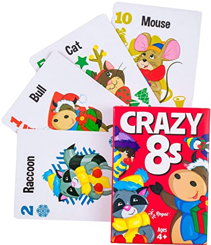 Regal Games - Kids Holiday Card Games - Includes Old Maid, Go Fish, Slapjack, Crazy 8's, Snowball Fight, and Holiday Monster Memory Match - for Family Game Nights, Parties - Set of 6 Games