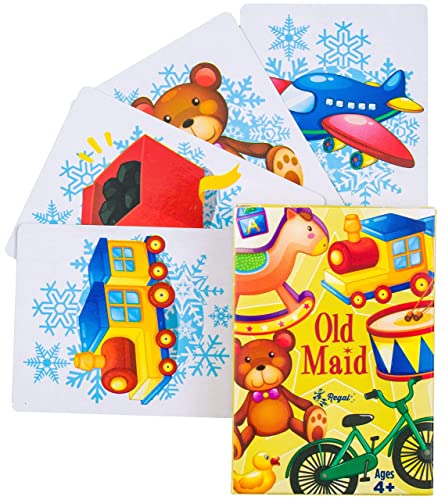 Regal Games - Kids Holiday Card Games - Includes Old Maid, Go Fish, Slapjack, Crazy 8's, Snowball Fight, and Holiday Monster Memory Match - for Family Game Nights, Parties - Set of 6 Games