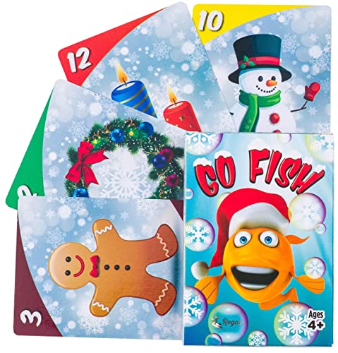 Regal Games - Kids Holiday Card Games - Includes Old Maid, Go Fish, Slapjack, Crazy 8's, Snowball Fight, and Holiday Monster Memory Match - for Family Game Nights, Parties - Set of 6 Games