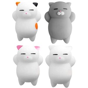 squishy cat toys, 4pcs soft silicone cute kawaii stress relief toys for kids adults fidget toy sensory stress anxiety relief squeeze toys for boys girls birthday gifts stocking stuffers party favor