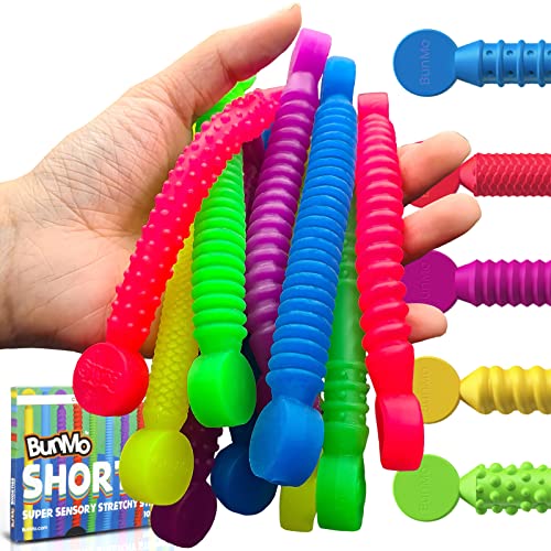 BUNMO Stretchy Strings Super Sensory Mini 10pck | Calming Monkey Noodles | Perfect Fidget Toys for Anxiety & Stress | Great Kids Party Favors | Easter Gifts for Kids | Easter Basket Stuffers for Boys