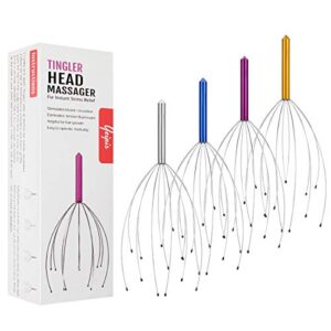 yeipis 4 pack scalp massagers, handheld head massage tingler, scratcher for deep relaxation, hair stimulation and stress relief