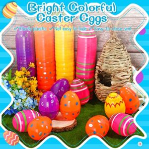 50 Pcs 3.5 Inch Easter Eggs Printed Bright Eggs Fillable Plastic Easter Eggs Easter Basket Stuffers Bulk Colorful Eggs for Easter Egg Hunting Games Kids Boys Girls Party Stocking Fillers, 4 Styles