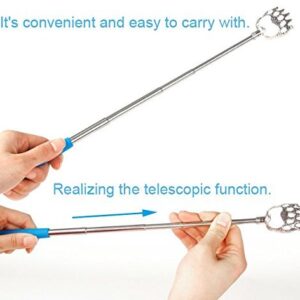 CERRXIAN (4-Pack) Telescoping Back Scratcher , LEMENG Portable Extendable Telescopic Bear Claws Metal Back Scratchers - Hand Massager Backslap with Rubber Handles