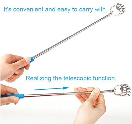 CERRXIAN (4-Pack) Telescoping Back Scratcher , LEMENG Portable Extendable Telescopic Bear Claws Metal Back Scratchers - Hand Massager Backslap with Rubber Handles