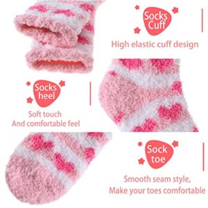 Anlisim Fuzzy Socks for Women Cozy Fluffy Winter Cabin Girls Slipper Warm Fleece Soft Thick Comfy Valentines Day Gift for Her Galentines Day Gifts Stocking Stuffer Christmas Home Socks(Pink(6 Pairs))