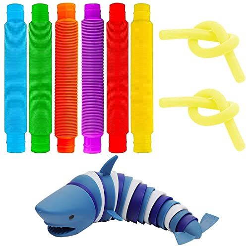 AUXHCYL 9Pcs Pop Tubes Sensory Toys Set,Sensory Tubes,Stretch Tube Sensory Toys,Fidget Toys DIY Creative Activitie,Stocking Stuffers for Kids Learning Toys