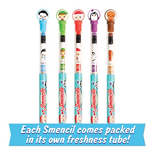 Holiday Smencils - HB #2 Scented Fun Pencils, 5 Count - Stocking Stuffer, Gifts for Kids, School Supplies, Party Favors, Classroom Rewards