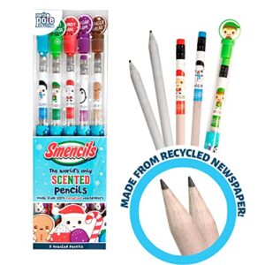 Holiday Smencils - HB #2 Scented Fun Pencils, 5 Count - Stocking Stuffer, Gifts for Kids, School Supplies, Party Favors, Classroom Rewards