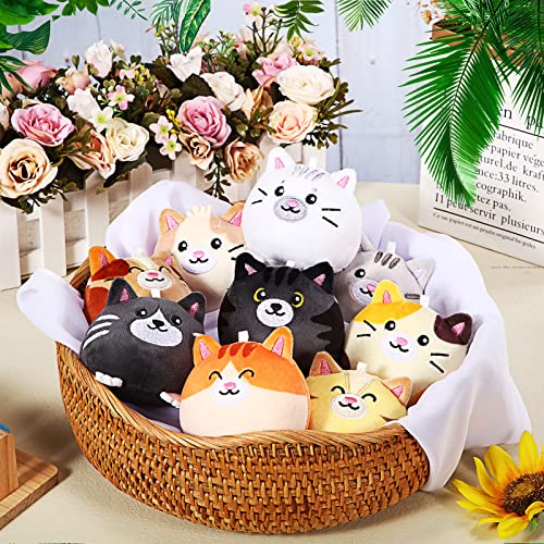 Libima 9 Pcs Mini Plush Cat Stuffed Animals Bulk 3.15 Inch Soft Decompress Kitten Plush Toys Round Cute Plush Cats for Kids Birthday Baby Shower Pet Party Decor Stocking Stuffers Easter Eggs Fillers