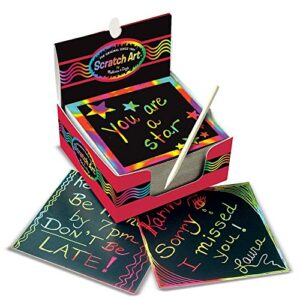 melissa & doug scratch art rainbow mini notes (125) with wooden stylus – color scratch art mini notes, party favors, stocking stuffers, arts and crafts for kids