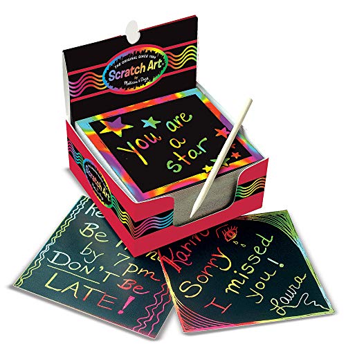 Melissa & Doug Scratch Art Rainbow Mini Notes (125) With Wooden Stylus - Color Scratch Art Mini Notes, Party Favors, Stocking Stuffers, Arts And Crafts For Kids