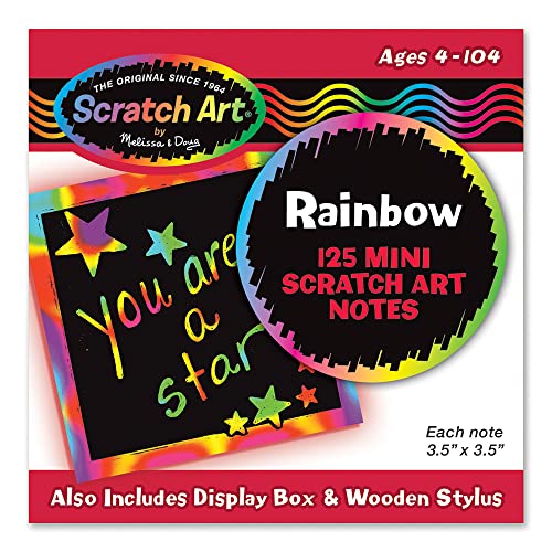 Melissa & Doug Scratch Art Rainbow Mini Notes (125) With Wooden Stylus - Color Scratch Art Mini Notes, Party Favors, Stocking Stuffers, Arts And Crafts For Kids