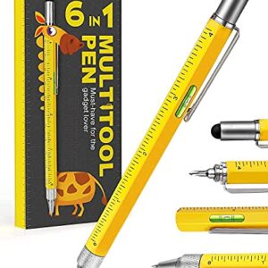 Stocking Stuffers Gifts for Men Dad-Multitool Pen Construction Tools, Pen Tool Gadget for Men Women,Gifts Ideas for Engineer Woodworkers Carpenter Stylus,Ruler,Level,Screwdriver,Ballpoint Pen 1 Pack