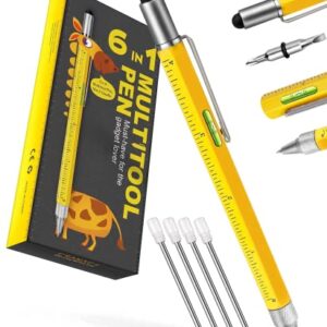 Stocking Stuffers Gifts for Men Dad-Multitool Pen Construction Tools, Pen Tool Gadget for Men Women,Gifts Ideas for Engineer Woodworkers Carpenter Stylus,Ruler,Level,Screwdriver,Ballpoint Pen 1 Pack