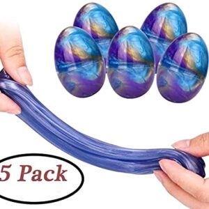 Anditoy 5 Pack Slime Eggs Stress Relief Toys Easter Eggs for Kids Boys Girls Easter Basket Stuffers Gifts Party Favors(Blue+Purple+Gold)