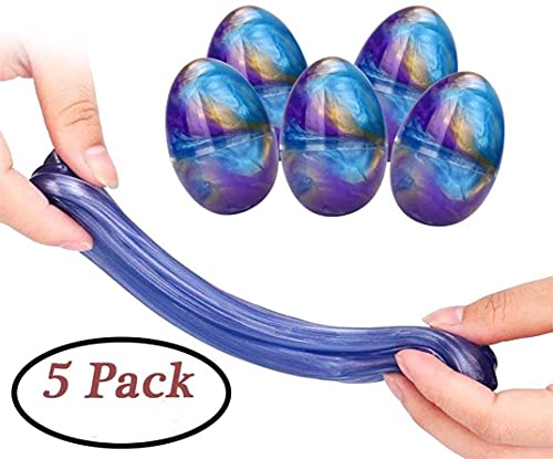 Anditoy 5 Pack Slime Eggs Stress Relief Toys Easter Eggs for Kids Boys Girls Easter Basket Stuffers Gifts Party Favors(Blue+Purple+Gold)