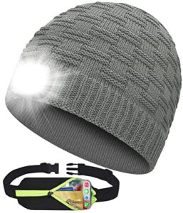 led beanie hat with light,novelty sports visor hat stocking stuffers tech gift (light grey)