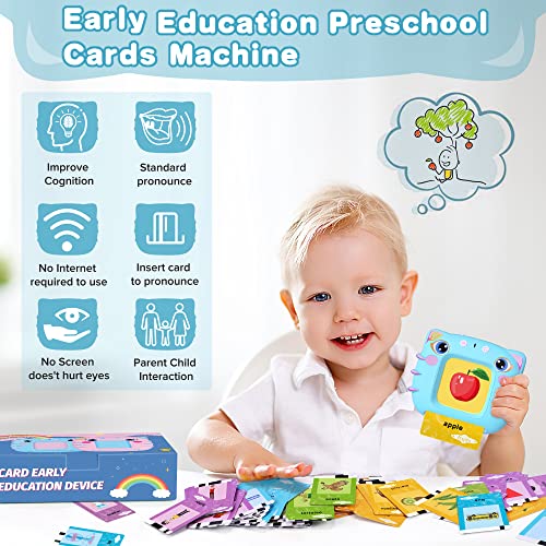 Learning Toys for Toddler 2-6 Year Old, Talking Flash Cards Machine with 112 Flash Cards, 224 Sight Words, Speech Therapy Toys, Autism Toys Gifts for Toddler Stocking Stuffers Gifts for Kids, Blue