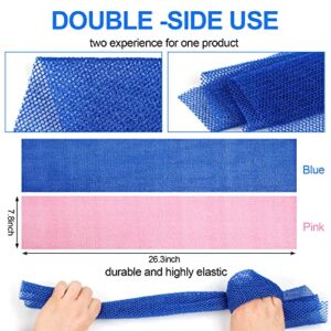 2 Pcs African Net Sponge,African Exfoliating Net,Exfoliating Bath Sponge,Bath Towels,Nylon Net,Wash Cloths,Back Scrubber for Shower,Skin Smoother for Daily Use or Stocking Stuffer(Blue,Pink）