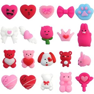 100pcs valentines day mochi squishy toys, mini kawaii squishies soft fidget toys stress squeeze toys party bags filler, small stocking stuffers for classroom prizes boys girls birthday exchange gifts