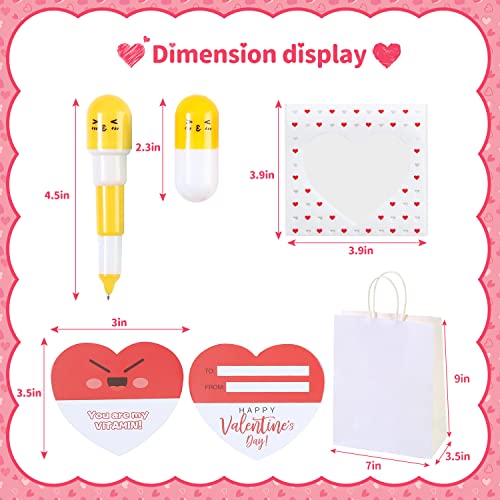 DOBKDTUYS 28pack Valentines Cards for Kids Classroom With Retractable Vitamin Pens, Funny Pens Valentines Day Gifts Exchange Gifts for Kids Classroom Party Favors Carnival Prizes Stocking Stuffers