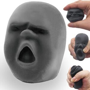 squishy fidget sensory stress human face toys for adults teens kids,decompression anxiety relief toy,funny gift for birthday,christmas,stocking stuffer gift (depressed, black)