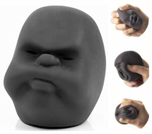 squishy fidget sensory stress human face toys for adults teens kids,decompression anxiety relief toy,funny gift for birthday,christmas,stocking stuffer gift (provocation, black)