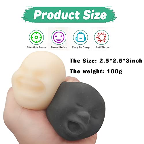 Squishy Fidget Sensory Stress Human face Toys for Adults Teens Kids,Decompression Anxiety Relief Toy,Funny Gift for Birthday,Christmas,Stocking Stuffer Gift (Provocation, Black)