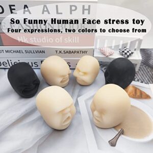 Squishy Fidget Sensory Stress Human face Toys for Adults Teens Kids,Decompression Anxiety Relief Toy,Funny Gift for Birthday,Christmas,Stocking Stuffer Gift (Provocation, Black)