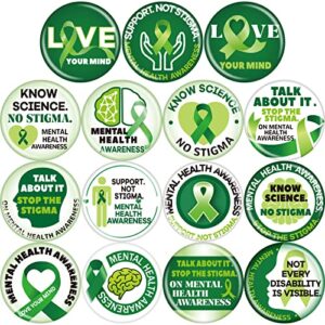 120 pcs mental health pin 1.2 inch mental health awareness buttons for backpacks novelty green ribbon mental health awareness month gifts for children teens adults party favors stocking stuffers