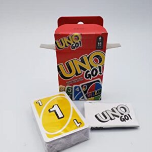 UNO GO! Pocket-Sized Cards for On The Go Play Mini Sized Playing Cards for Travel Stocking Stuffer Birthday Party Kids, Adults Family Game Night Color Matching Fun