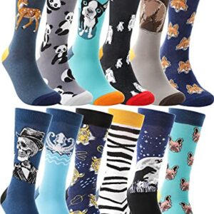 Funny Socks for Women Men Fun Cozy Crazy Cute Novelty Fashion Gift Breathable Cotton Boot Socks Stocking Stuffers（Cute - Animal Style A（12 Pairs）,L)