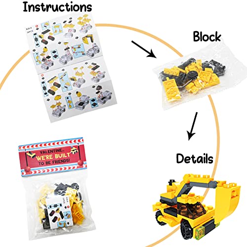 WODMAZ 24 Packs Construction Vehicles Building Blocks for Kids, 12 in 1 Car Sets Block Kits for Goodie Bags Birthday Gifts Stocking Stuffers Easter Valentines