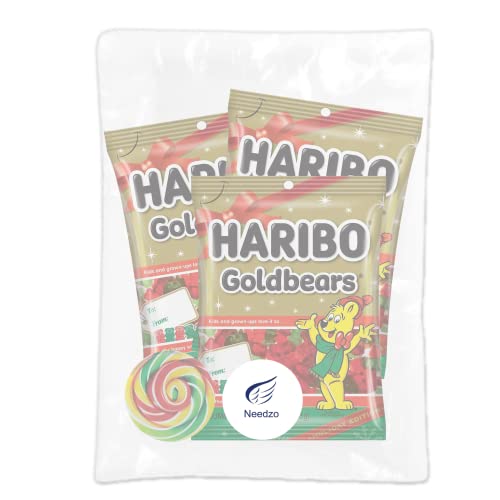 Limited Edition Christmas Haribo Goldbears, Assorted Fruit Flavored Gummy Bears, Holiday Themed Chewy Candies for Stocking Stuffers or Gifts, 3 Pack