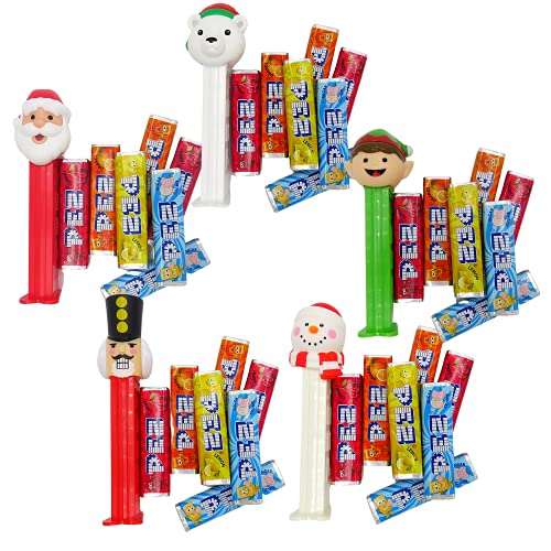 Christmas Candy Dispensers Gift Set, Holiday Characters and Assorted Hard Candies Refill Rolls, Stocking Stuffers, Pack of 3, Styles May Vary