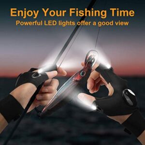 Gifts for Men Him Dad, LED Flashlight Gloves, Cool Gadgets Birthday Gifts for Boyfriend Hands-Free Lights Fingerless Gloves for Car Repairing, Night Fishing, Running, Camping, Hiking