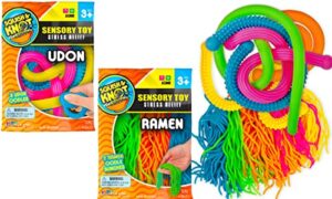 ramen & udon textured stretchy noodles (2 packs) strings and super sensory fidget toys for adults and kids stocking stuffers fidget pack. autism, anxiety tactile toy kids party favor r&u-4799-2s