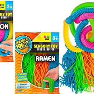 Ramen & Udon Textured Stretchy Noodles (2 Packs) Strings and Super Sensory Fidget Toys for Adults and Kids Stocking Stuffers Fidget Pack. Autism, Anxiety Tactile Toy Kids Party Favor R&U-4799-2s
