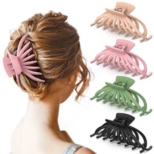 hair clips for women – opaul matte nonslip large hair claw clips for thick and thin hair, 4.7 inch strong hold big hair clips fashion hair styling accessories christmas gifts for women girls (4 pack)