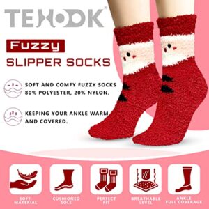 TEHOOK Fuzzy Christmas Socks, Christmas Stocking Stuffers Gifts for Women and Girls, Plush Winter Fuzzy Socks, Fluffy Cozy Warm Socks 6 Pairs