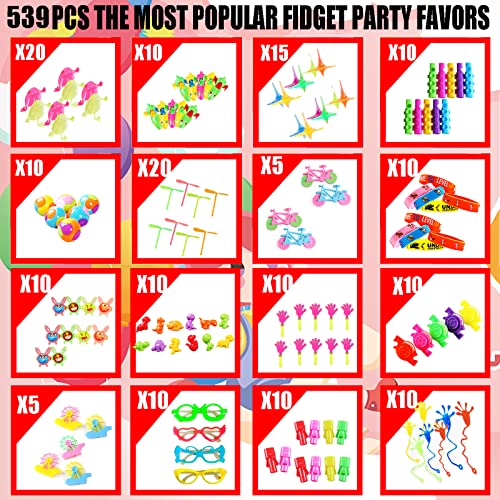 539 PCS Party Favors for Kids 3-5 4-8-12, Fidget Toys Pack, Birthday Gift Toys, Stocking Stuffers, Valentine's Day Party Toys Assortment, Easter toys, Treasure Box Birthday Party, Goodie Bag Stuffers for Kids, Carnival Prizes, Pinata Fille Stuffers Toys f