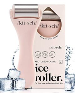 kitsch ice roller for face – stainless steel ice face roller skin care | face ice roller for skin irritation | ice facial roller for sensitive skin | ice roller for face & eye puffiness relief (pink)