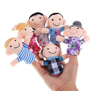 6 piece mini grandparents, finger puppet set, cloth velvet puppets, 6 people family members finger puppets toys set, story time, party favors for boys girls birthday gifts christmas stocking stuffers